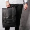 Chaplin Black Leather Laptop Backpack