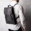 Chaplin Black Leather Laptop Backpack